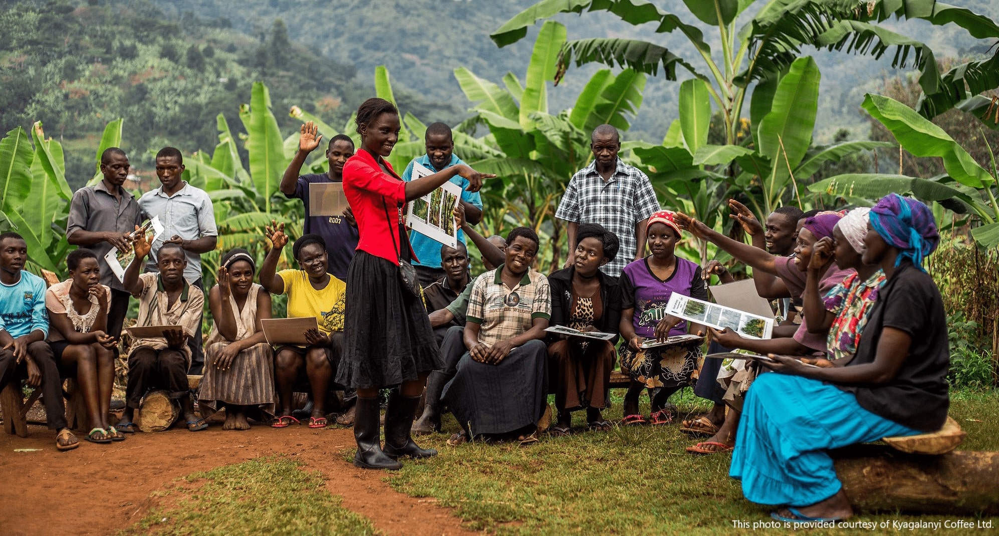 This photo shows training session at a coffee farm in Mt. Elgon, Uganda. Courtesy of Kyagalanyi Coffee Ltd.